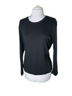 Chico's Scoop Neck Black Long Sleeve Tee-Shirt Size 2